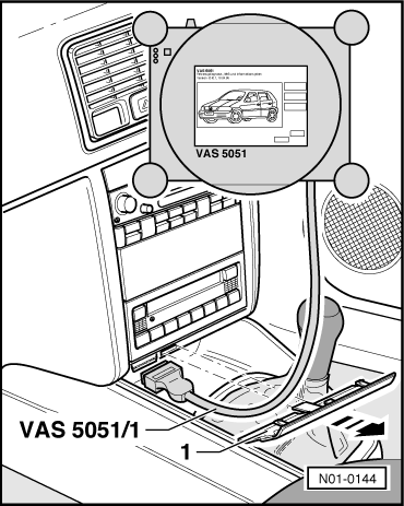 Vehicle Diagnostic Tester, Connecting, Golf MY 1998 through 2003